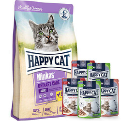 Happy Cat - Happy Cat Minkas Urinary Care İdrar Yolu Sağlığı Kedi Maması 10 Kg + 5 Adet Happy Cat Yaş Mama 85 Gr