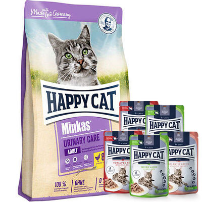 Happy Cat Minkas Urinary Care İdrar Yolu Sağlığı Kedi Maması 10 Kg + 5 Adet Happy Cat Yaş Mama 85 Gr