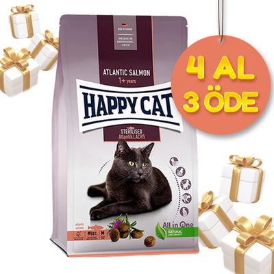 Happy Cat Sterilised Atlantic Somon Kısırlaştırılmış Kedi Maması 1,3 Kg - 4 Al 3 Öde (Toplam: 5,2 Kg)