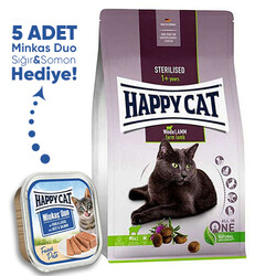 Happy Cat - Happy Cat Sterilised Kuzu Kısırlaştırılmış Kedi Maması 10 Kg + 5 Adet Happy Cat 100 Gr