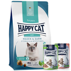 Happy Cat - Happy Cat Stomach Intestines Hassas Sindirim Kedi Maması 4 Kg + 2 Adet Happy Cat Yaş Mama 85 Gr