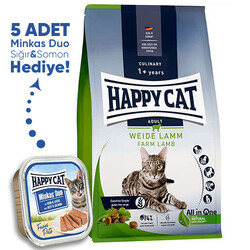 Happy Cat - Happy Cat Culinary Weide Lamm Kuzu Etli Kedi Maması 10 Kg + 5 Adet Happy Cat 100 Gr