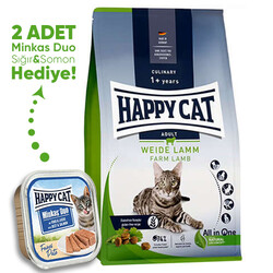 Happy Cat - Happy Cat Culinary Weide Lamm Kuzu Etli Kedi Maması 4 Kg + 2 Adet Happy Cat 100 Gr