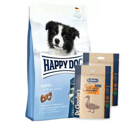 Happy Dog - Happy Dog Puppy Kümes Hayvanı ve Somon Yavru Köpek Maması 10 Kg + 2 Adet Dr.Clauders Köpek Ödülü 80 Gr