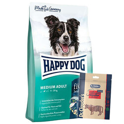 Happy Dog - Happy Dog Fit & Vital Medium Orta Irk Köpek Maması 4 Kg + Dr.Clauders Biftekli Ödül 80 Gr