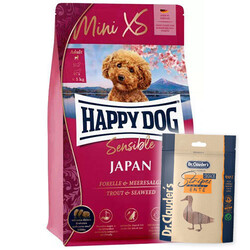 Happy Dog - Happy Dog Mini XS Sensible Japan Hassas Sindirim Küçük Irk Köpek Maması 1,3 Kg + Dr.Clauders Köpek Ödülü 80 Gr