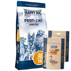 Happy Dog - Happy Dog Profi Sportive Tavuk Etli Aktif Köpek Maması 20 Kg + 2 Adet Dr.Clauders Köpek Ödülü 80 Gr