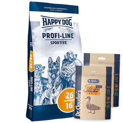 Happy Dog Profi Sportive Tavuk Etli Aktif Köpek Maması 20 Kg + 2 Adet Dr.Clauders Köpek Ödülü 80 Gr