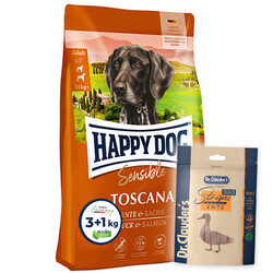 Happy Dog - Happy Dog Toscana Ördek ve Somonlu Köpek Maması 3 + 1 Kg + Dr.Clauders Köpek Ödülü 80 Gr