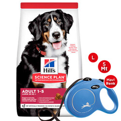 Hills - Hills Large Breed İri Irk Kuzulu Köpek Maması 14 Kg + Flexi Large Gezdirme Kayışı Mavi 5 Mt