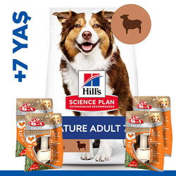 Hills Mature +7 Lamb Kuzulu Yaşlı Köpek Maması 14 Kg + 4 Adet 8in1 Köpek Ödül Kemiği - Thumbnail