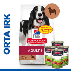 Hills - Hills Medium Kuzulu Yetişkin Köpek Maması 12 + 2 Kg (Toplam 14 Kg) + 4 Adet Animonda Konserve 400 Gr