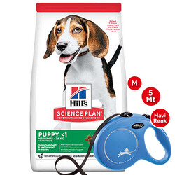 Hills - Hills Puppy Kuzulu Yavru Köpek Maması 14 Kg + Flexi Medium Gezdirme Kayışı Mavi 5 Mt