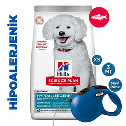 Hills - Hills Hypoallergenic Somonlu Küçük ve Mini Irk Köpek Maması 6 Kg + Flexi XS Otomatik Gezdirme Kayışı 3 Mt