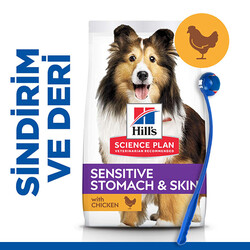 Hills - Hills Sensitive Stomach Skin Tavuklu Yetişkin Köpek Maması 14 Kg + Top Fırlatıcı Oyuncak