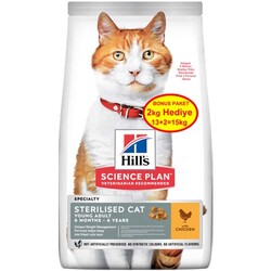 Hills - Hills Sterilised Kısırlaştırılmış Tavuklu Kedi Maması 13+2 Kg (Toplam 15 Kg) 