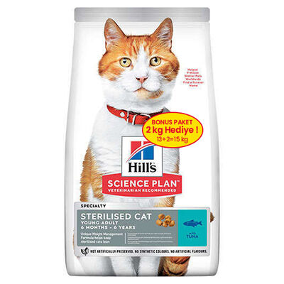 Hill's Sterilised Kısırlaştırılmış Ton Balıklı Kedi Maması 13+2 Kg (Toplam 15 Kg)