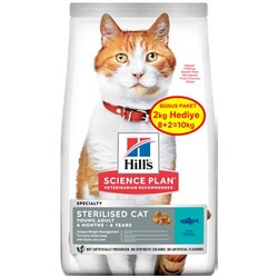 Hills - Hills Sterilised Kısırlaştırılmış Ton Balıklı Kedi Maması 8 + 2 Kg (Toplam 10 Kg)