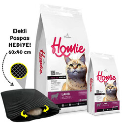 Homie - Homie Pro36 Düşük Tahıllı Kuzulu Kedi Maması 12 Kg + 1,5 Kg Mama + Elekli Paspas