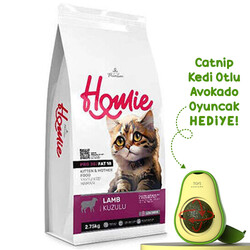 Homie - Homie Kitten Pro38 Düşük Tahıllı Kuzulu Yavru ve Anne Kedi Maması 2,75 Kg + Avokado Kedi Oyuncağı