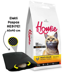 Homie - Homie Pro29 Renkli Taneli Yetişkin Kedi Maması 15 Kg + Elekli Paspas