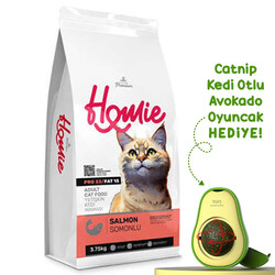 Homie - Homie Pro33 Somonlu Yetişkin Kedi Maması 3,75 Kg + Avokado Kedi Oyuncağı