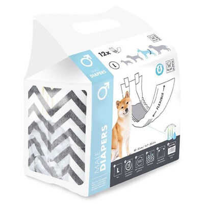 M-Pets Diapers Erkek Köpek Külot (L) 12 li Paket