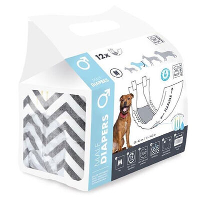 M-Pets Diapers Erkek Köpek Külot Medium 12 li Paket