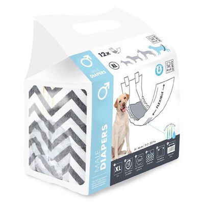 M-Pets Diapers Erkek Köpek Külot (XL) 12 li Paket