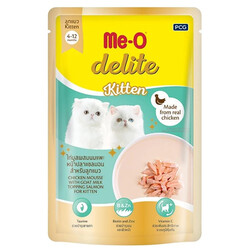 MeO - Me-O Delite Pouch Kitten Tavuklu, Somonlu Ve Keçi Sütlü Yavru Kedi Yaş Maması 70 Gr