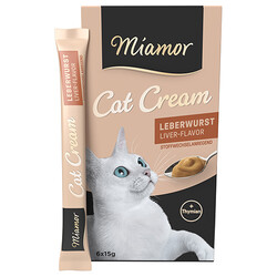 Miamor - Miamor Cream Ciğerli Tamamlayıcı Ek Besin ve Kedi Ödülü 6 x 15 Gr