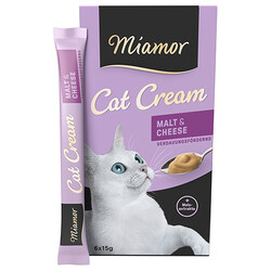 Miamor - Miamor Cream Malt Mayası ve Peynirli Ek Besin ve Kedi Ödülü 6 x 15 Gr