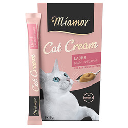 Miamor - Miamor Cream Lachs Somonlu Tamamlayıcı Ek Besin Kedi Ödülü 6 x 15 Gr