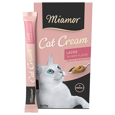 Miamor Cream Lachs Somonlu Tamamlayıcı Ek Besin Kedi Ödülü 6 x 15 Gr
