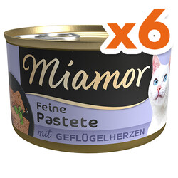 Miamor - Miamor Pastete Yürekli Yetişkin Kedi Konservesi 85 Gr x 6 Adet