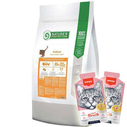 Natures Protection - Natures Protection Indoor Kümes Hayvanı Ev Kedisi Maması 18 Kg + 2 Adet Wanpy Çorba 50 Gr