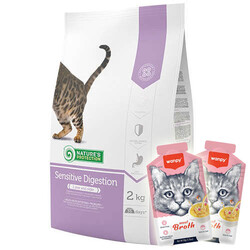 Natures Protection - Natures Protection Sensitive Digestion Hassas Kedi Maması 2 Kg + 2 Adet Wanpy Çorba 50 Gr