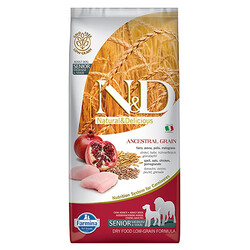 N&D (Naturel&Delicious) - ND Düşük Tahıl Orta ve Büyük Irk Tavuk Narlı Yaşlı Köpek Maması 12 Kg