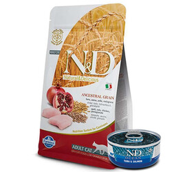 N&D (Naturel&Delicious) - ND Düşük Tahıllı Tavuk Nar Kedi Maması 1,5 Kg + ND Ocean 70 Gr Yaş Mama