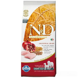 N&D (Naturel&Delicious) - ND Düşük Tahıllı Tavuk Narlı Light İri ve Orta Irk Köpek Maması 12 Kg