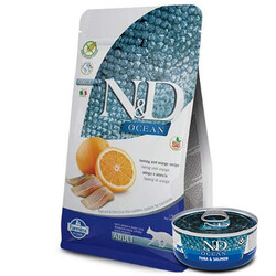 N&D (Naturel&Delicious) - ND Ocean Tahılsız Balık Portakal Kedi Maması 1,5 Kg + ND Ocean 70 Gr Yaş Mama