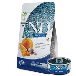 N&D (Naturel&Delicious) - ND Ocean Tahılsız Balık Portakal ve Balkabaklı Kedi Maması 1,5 Kg + ND Ocean 70 Gr Yaş Mama