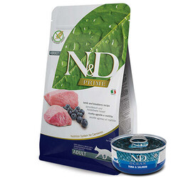 N&D (Naturel&Delicious) - ND Prime Tahılsız Kuzu Yaban Mersini Kedi Maması 1,5 Kg + ND Ocean 70 Gr Yaş Mama