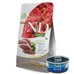 N&D (Naturel&Delicious) - ND Quinoa Neutered Ördek Kinoa Kısırlaştırılmış Kedi Maması 1,5 Kg + ND Ocean 70 Gr Yaş Mama