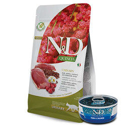 N&D (Naturel&Delicious) - ND Quinoa Urinary Ördek Kinoa İdrar Yolları Sağlığı Kedi Maması 1,5 Kg + ND Ocean 70 Gr Yaş Mama