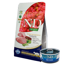 N&D (Naturel&Delicious) - ND Quinoa Weight Kuzu Kinoa Light Kedi Maması 1,5 Kg + ND Ocean 70 Gr Yaş Mama