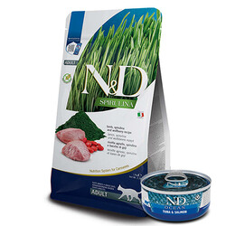 N&D (Naturel&Delicious) - ND Spirulina Kuzu ve Üzüm Tahılsız Kedi Maması 1.5 Kg + ND Ocean 70 Gr Yaş Mama