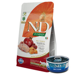 N&D (Naturel&Delicious) - ND Tahılsız Bıldırcın Nar Kısırlaştırılmış Kedi Maması 1,5 Kg + ND Ocean 70 Gr Yaş Mama