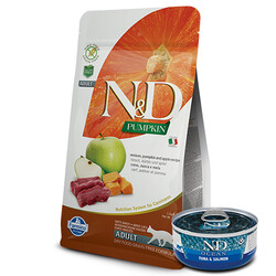 N&D (Naturel&Delicious) - ND Tahılsız Geyikli Bal Kabaklı ve Elmalı Kedi Maması 1,5 Kg + ND Ocean 70 Gr Yaş Mama