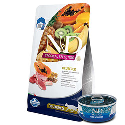 N&D (Naturel&Delicious) - ND Tropical Selection Kuzu ve Meyveli Kısırlaştırılmış Kedi Maması 1,5 Kg + ND Ocean 70 Gr Yaş Mama